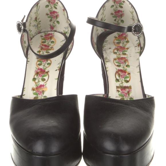 Gucci Leather Floral Print D'Orsay Pumps - Picture 2 of 4